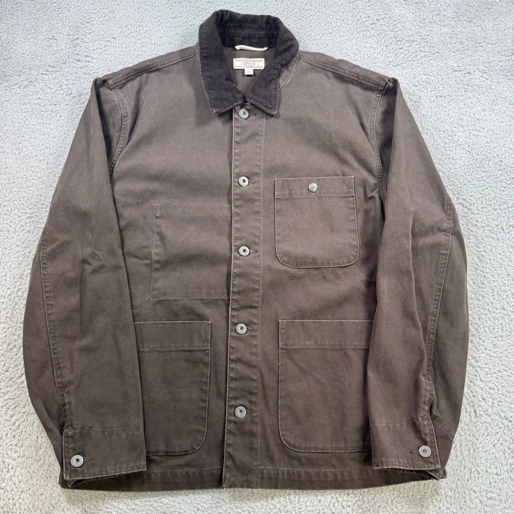 Wallace & Barnes Mens Brown Cotton Canvas Chore Jacket Corduroy Collar Size L